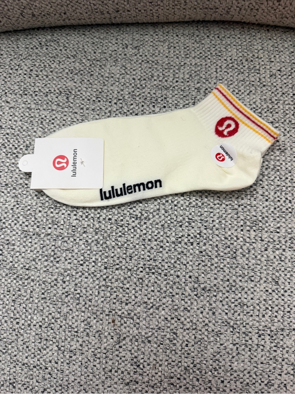 Lululemon Athletica - Cream Ankle Socks with Red Logo
